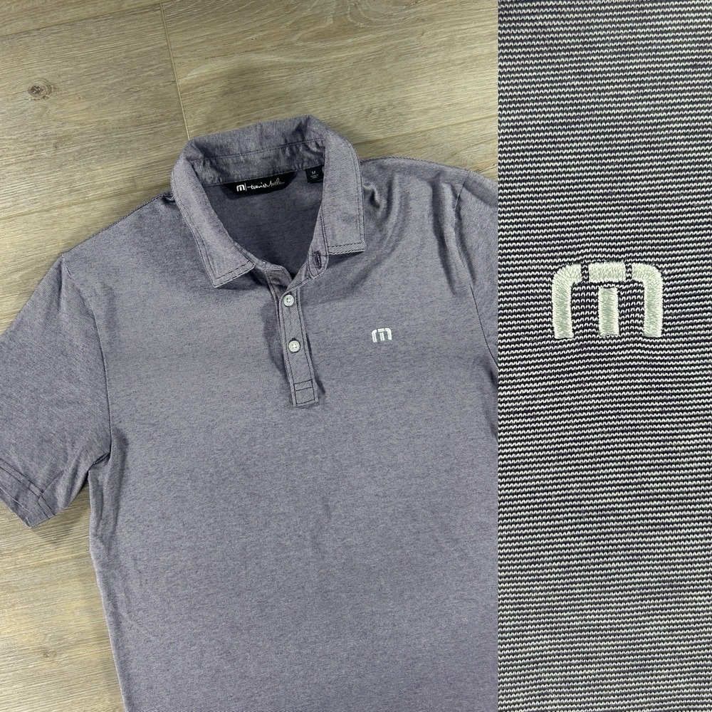 Travis Mathew Men's Medium Purple Micro Striped Short Sleeve Golf Polo‎ Shirt